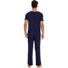 image:imageWiWi Cooling Mens Pajamas Set Super Soft Viscose Bamboo Sleepwear Sleep Sets Short Sleeve Loungewear with Pockets SXXLBnavy