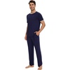 image:imageWiWi Cooling Mens Pajamas Set Super Soft Viscose Bamboo Sleepwear Sleep Sets Short Sleeve Loungewear with Pockets SXXLBnavy