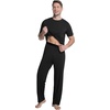 image:imageWiWi Cooling Mens Pajamas Set Super Soft Viscose Bamboo Sleepwear Sleep Sets Short Sleeve Loungewear with Pockets SXXLCblack
