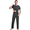 image:imageWiWi Cooling Mens Pajamas Set Super Soft Viscose Bamboo Sleepwear Sleep Sets Short Sleeve Loungewear with Pockets SXXLCcharcoal Heather