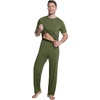 image:imageWiWi Cooling Mens Pajamas Set Super Soft Viscose Bamboo Sleepwear Sleep Sets Short Sleeve Loungewear with Pockets SXXLCdark Fence Green