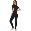image:imageWiWi Lightweight Pajamas Sets for Women Short Sleeve Top with Long Jogger Pants Sleepwear Set Lounge Pjs SXXLBlack