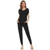 image:imageWiWi Lightweight Pajamas Sets for Women Short Sleeve Top with Long Jogger Pants Sleepwear Set Lounge Pjs SXXLBlack