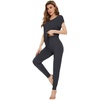 image:imageWiWi Lightweight Pajamas Sets for Women Short Sleeve Top with Long Jogger Pants Sleepwear Set Lounge Pjs SXXLCharcoal