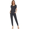 image:imageWiWi Lightweight Pajamas Sets for Women Short Sleeve Top with Long Jogger Pants Sleepwear Set Lounge Pjs SXXLCharcoal