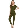 image:imageWiWi Lightweight Pajamas Sets for Women Short Sleeve Top with Long Jogger Pants Sleepwear Set Lounge Pjs SXXLDark Army Green