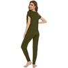 image:imageWiWi Lightweight Pajamas Sets for Women Short Sleeve Top with Long Jogger Pants Sleepwear Set Lounge Pjs SXXLDark Army Green
