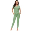 image:imageWiWi Lightweight Pajamas Sets for Women Short Sleeve Top with Long Jogger Pants Sleepwear Set Lounge Pjs SXXLPea Green