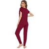 image:imageWiWi Lightweight Pajamas Sets for Women Short Sleeve Top with Long Jogger Pants Sleepwear Set Lounge Pjs SXXLWine