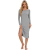 image:imageWiWi Long Sleeve Bamboo Viscose Nightgowns for Women Soft Cooling Sleep Night Dress Shirts for Women Sleepwear SXXLAheather Grey