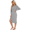 image:imageWiWi Long Sleeve Bamboo Viscose Nightgowns for Women Soft Cooling Sleep Night Dress Shirts for Women Sleepwear SXXLAheather Grey