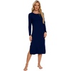 image:imageWiWi Long Sleeve Bamboo Viscose Nightgowns for Women Soft Cooling Sleep Night Dress Shirts for Women Sleepwear SXXLAnavy