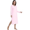 image:imageWiWi Long Sleeve Bamboo Viscose Nightgowns for Women Soft Cooling Sleep Night Dress Shirts for Women Sleepwear SXXLApink