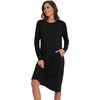 image:imageWiWi Long Sleeve Bamboo Viscose Nightgowns for Women Soft Cooling Sleep Night Dress Shirts for Women Sleepwear SXXLBblack