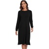 image:imageWiWi Long Sleeve Bamboo Viscose Nightgowns for Women Soft Cooling Sleep Night Dress Shirts for Women Sleepwear SXXLBblack