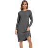 image:imageWiWi Long Sleeve Bamboo Viscose Nightgowns for Women Soft Cooling Sleep Night Dress Shirts for Women Sleepwear SXXLBdark Heather Grey