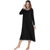 image:imageWiWi Long Sleeve Bamboo Viscose Nightgowns for Women Soft Cooling Sleep Night Dress Shirts for Women Sleepwear SXXLCblack