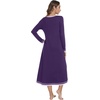 image:imageWiWi Long Sleeve Bamboo Viscose Nightgowns for Women Soft Cooling Sleep Night Dress Shirts for Women Sleepwear SXXLCdark Purple