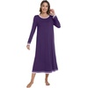 image:imageWiWi Long Sleeve Bamboo Viscose Nightgowns for Women Soft Cooling Sleep Night Dress Shirts for Women Sleepwear SXXLCdark Purple