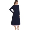 image:imageWiWi Long Sleeve Bamboo Viscose Nightgowns for Women Soft Cooling Sleep Night Dress Shirts for Women Sleepwear SXXLCnavy