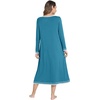 image:imageWiWi Long Sleeve Bamboo Viscose Nightgowns for Women Soft Cooling Sleep Night Dress Shirts for Women Sleepwear SXXLCteal Blue