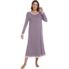 image:imageWiWi Long Sleeve Bamboo Viscose Nightgowns for Women Soft Cooling Sleep Night Dress Shirts for Women Sleepwear SXXLCviolet