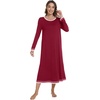 image:imageWiWi Long Sleeve Bamboo Viscose Nightgowns for Women Soft Cooling Sleep Night Dress Shirts for Women Sleepwear SXXLCwine