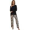image:imageWiWi Long Sleeve Womens Pajamas Set with Pocket Viscose from Bamboo Lounge Sets Soft Printed Pajama Sleepwear SXXLBlackblack Floral