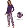 image:imageWiWi Long Sleeve Womens Pajamas Set with Pocket Viscose from Bamboo Lounge Sets Soft Printed Pajama Sleepwear SXXLDark Purpledark Purple Floral