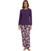 image:imageWiWi Long Sleeve Womens Pajamas Set with Pocket Viscose from Bamboo Lounge Sets Soft Printed Pajama Sleepwear SXXLDark Purpledark Purple Floral
