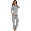 image:imageWiWi Long Sleeve Womens Pajamas Set with Pocket Viscose from Bamboo Lounge Sets Soft Printed Pajama Sleepwear SXXLHeather Grey