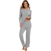image:imageWiWi Long Sleeve Womens Pajamas Set with Pocket Viscose from Bamboo Lounge Sets Soft Printed Pajama Sleepwear SXXLHeather Grey