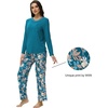 image:imageWiWi Long Sleeve Womens Pajamas Set with Pocket Viscose from Bamboo Lounge Sets Soft Printed Pajama Sleepwear SXXLTeal Blueteal Blue Floral