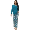 image:imageWiWi Long Sleeve Womens Pajamas Set with Pocket Viscose from Bamboo Lounge Sets Soft Printed Pajama Sleepwear SXXLTeal Blueteal Blue Floral