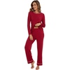 image:imageWiWi Long Sleeve Womens Pajamas Set with Pocket Viscose from Bamboo Lounge Sets Soft Printed Pajama Sleepwear SXXLWine Red