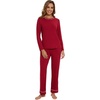 image:imageWiWi Long Sleeve Womens Pajamas Set with Pocket Viscose from Bamboo Lounge Sets Soft Printed Pajama Sleepwear SXXLWine Red