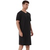 image:imageWiWi Mens Nightshirt ShortSleeve Pajamas Nightgown Viscose from Bamboo Soft Loose VNeck Nightwear Sleepshirt Gowns SXXLBlack