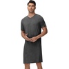 image:imageWiWi Mens Nightshirt ShortSleeve Pajamas Nightgown Viscose from Bamboo Soft Loose VNeck Nightwear Sleepshirt Gowns SXXLCharcoal Heather