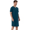 image:imageWiWi Mens Nightshirt ShortSleeve Pajamas Nightgown Viscose from Bamboo Soft Loose VNeck Nightwear Sleepshirt Gowns SXXLPeacock Blue