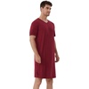image:imageWiWi Mens Nightshirt ShortSleeve Pajamas Nightgown Viscose from Bamboo Soft Loose VNeck Nightwear Sleepshirt Gowns SXXLWine