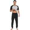 image:imageWiWi Mens Pajama Set Short Sleeve Tee Jogger Pants with Pockets Sleepwear Raglan Nightwear Soft Pjs Sets SXXLBlackheather Grey