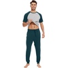 image:imageWiWi Mens Pajama Set Short Sleeve Tee Jogger Pants with Pockets Sleepwear Raglan Nightwear Soft Pjs Sets SXXLDark Bluish Greenlight Heather Grey