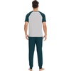 image:imageWiWi Mens Pajama Set Short Sleeve Tee Jogger Pants with Pockets Sleepwear Raglan Nightwear Soft Pjs Sets SXXLDark Bluish Greenlight Heather Grey