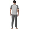 image:imageWiWi Mens Pajama Set Short Sleeve Tee Jogger Pants with Pockets Sleepwear Raglan Nightwear Soft Pjs Sets SXXLDark Heather Greylight Heather Grey