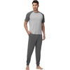 image:imageWiWi Mens Pajama Set Short Sleeve Tee Jogger Pants with Pockets Sleepwear Raglan Nightwear Soft Pjs Sets SXXLDark Heather Greylight Heather Grey