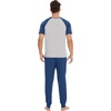 image:imageWiWi Mens Pajama Set Short Sleeve Tee Jogger Pants with Pockets Sleepwear Raglan Nightwear Soft Pjs Sets SXXLNautical Bluelight Heather Grey