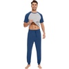 image:imageWiWi Mens Pajama Set Short Sleeve Tee Jogger Pants with Pockets Sleepwear Raglan Nightwear Soft Pjs Sets SXXLNautical Bluelight Heather Grey