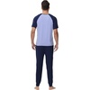 image:imageWiWi Mens Pajama Set Short Sleeve Tee Jogger Pants with Pockets Sleepwear Raglan Nightwear Soft Pjs Sets SXXLNavylight Blue