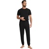 image:imageWiWi Mens Pajama Sets Viscose from Bamboo Sleepwear Short Sleeve Top and Pants Pjs Sets with Pockets Drawstring SXXLAblack