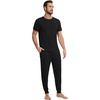 image:imageWiWi Mens Pajama Sets Viscose from Bamboo Sleepwear Short Sleeve Top and Pants Pjs Sets with Pockets Drawstring SXXLAblack